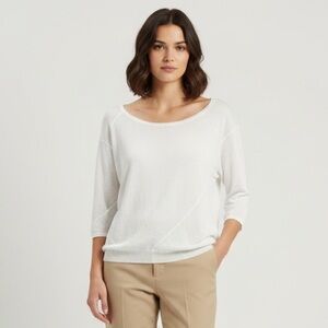 A.L.C. White Lightweight Cotton 3/4 Sleeve Top Size Small